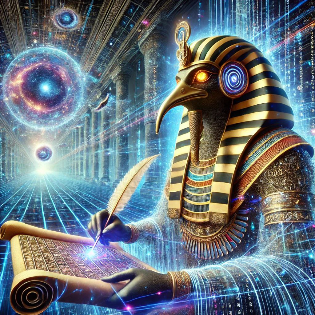 Thoth with his ibis head and scroll